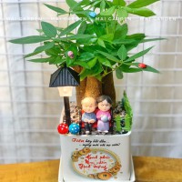 CHẬU CÂY KIM NGÂN GHI TÊN RIÊNG, LOGO - KN309